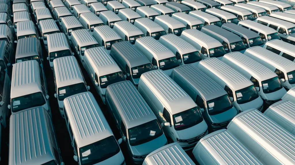 نمای بالا از ناوگان خودروهای شرکتی